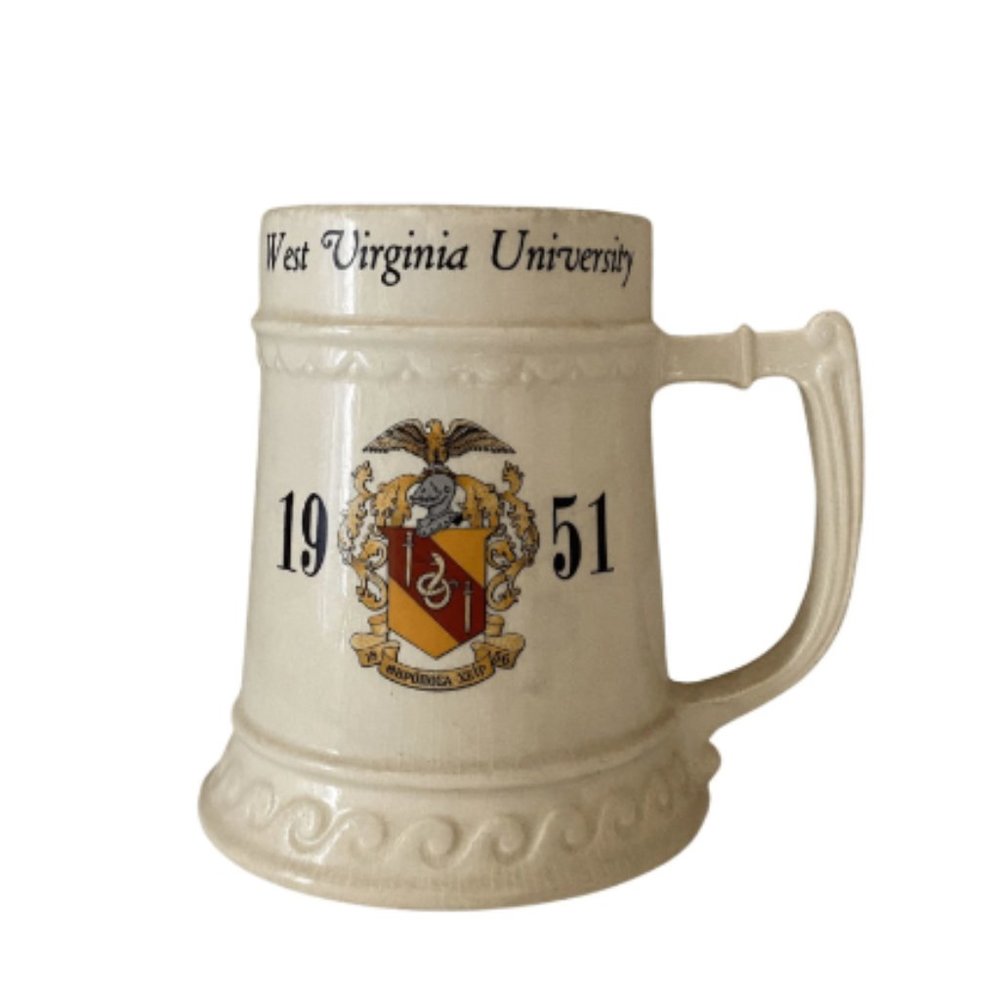 Vintage beer mug West Virginia University beer stein 1951